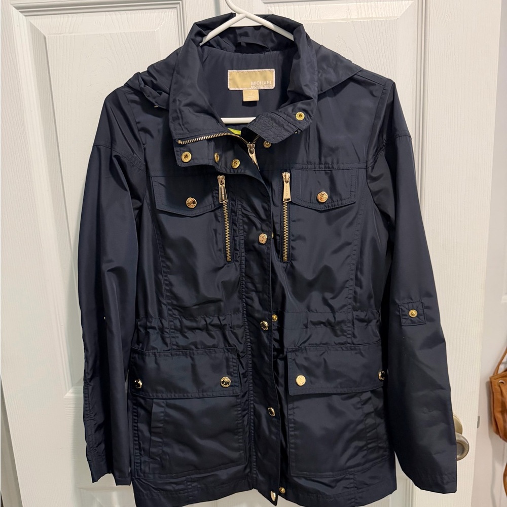 Michael Kors Dark Blue Utility Jacket with Gold Details